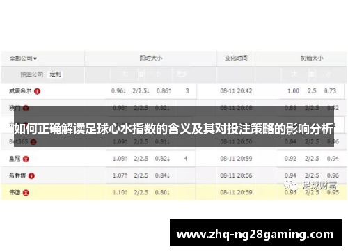 如何正确解读足球心水指数的含义及其对投注策略的影响分析